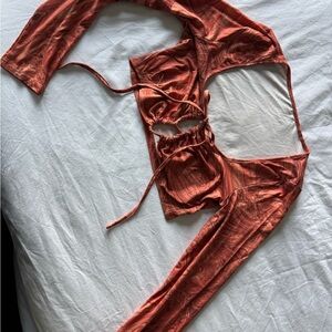 Marbled Long Sleeve Women's crop Top